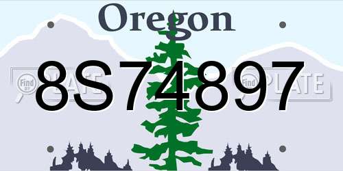 8S74897 Oregon License Plate