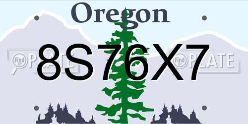 8S76X7 Oregon License Plate