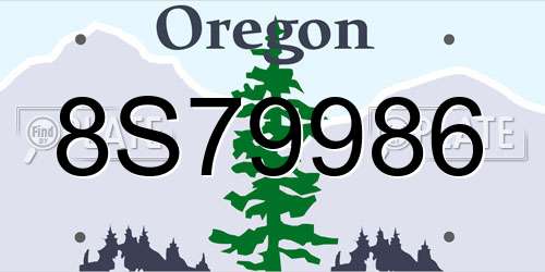8S79986 Oregon License Plate