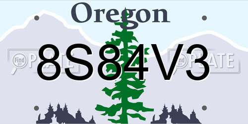 8S84V3 Oregon License Plate