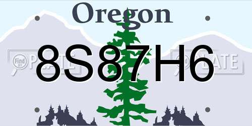 8S87H6 Oregon License Plate