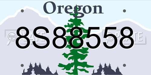 8S88558 Oregon License Plate