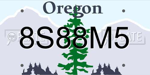 8S88M5 Oregon License Plate