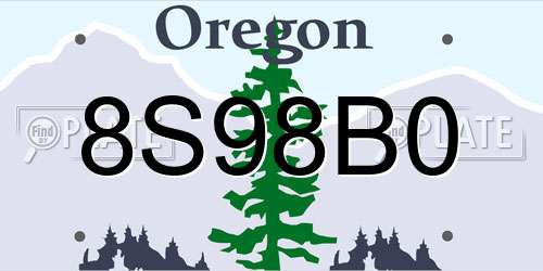 8S98B0 Oregon License Plate