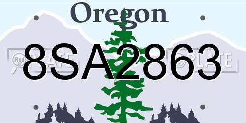 8SA2863 Oregon License Plate
