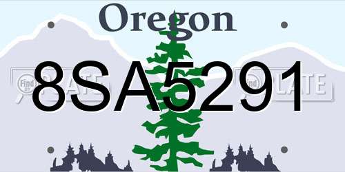 8SA5291 Oregon License Plate