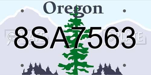 8SA7563 Oregon License Plate
