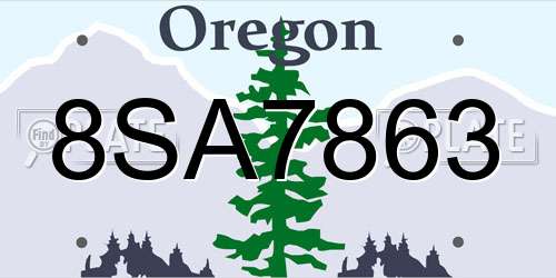 8SA7863 Oregon License Plate