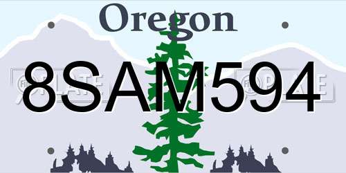 8SAM594 Oregon License Plate