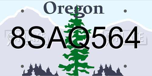 8SAQ564 Oregon License Plate