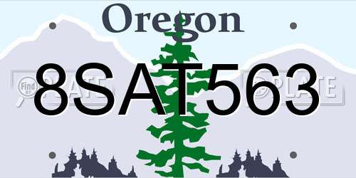 8SAT563 Oregon License Plate