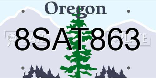 8SAT863 Oregon License Plate