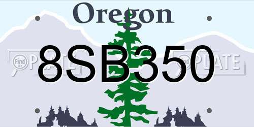 8SB350 Oregon License Plate