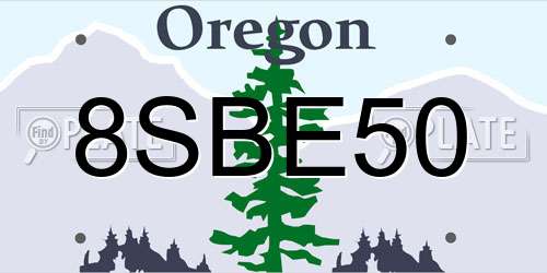 8SBE50 Oregon License Plate