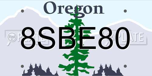 8SBE80 Oregon License Plate