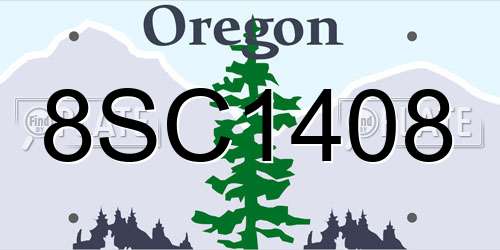 8SC1408 Oregon License Plate
