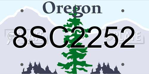 8SC2252 Oregon License Plate
