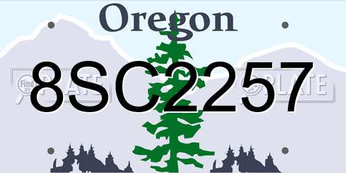 8SC2257 Oregon License Plate