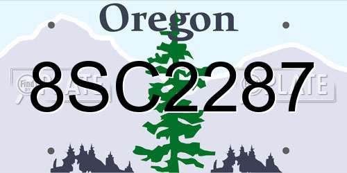 8SC2287 Oregon License Plate