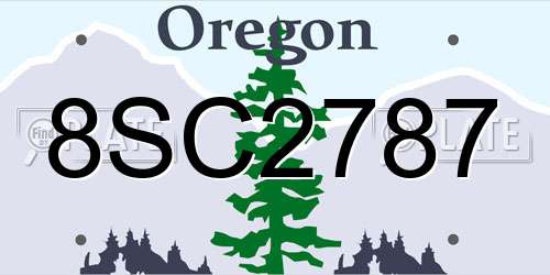 8SC2787 Oregon License Plate