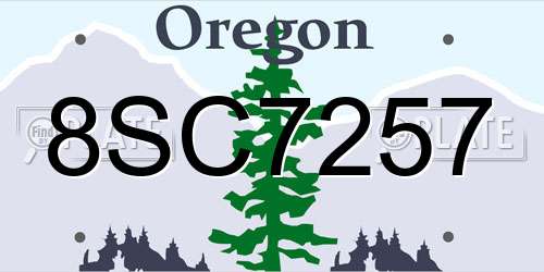 8SC7257 Oregon License Plate