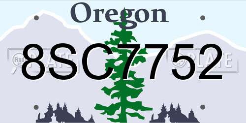 8SC7752 Oregon License Plate