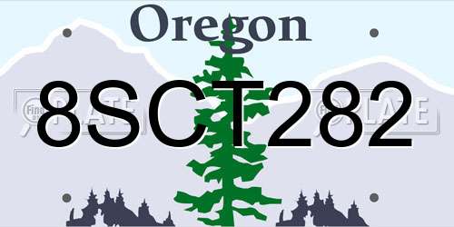8SCT282 Oregon License Plate