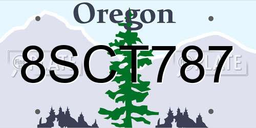 8SCT787 Oregon License Plate