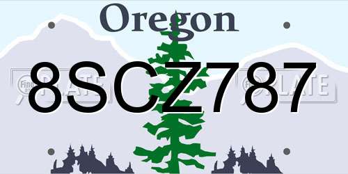 8SCZ787 Oregon License Plate