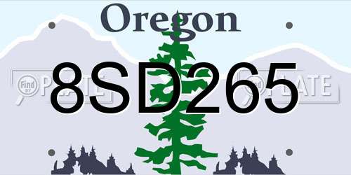 8SD265 Oregon License Plate