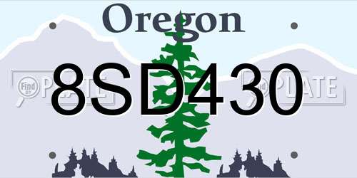 8SD430 Oregon License Plate