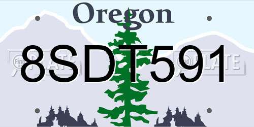 8SDT591 Oregon License Plate