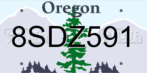 8SDZ591 Oregon License Plate