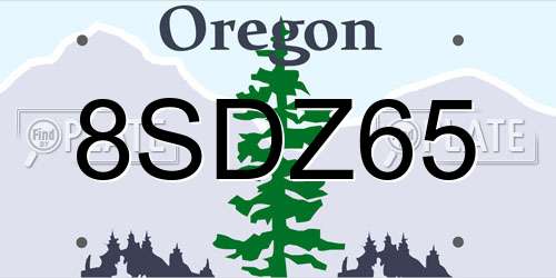 8SDZ65 Oregon License Plate