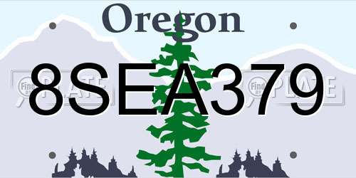 8SEA379 Oregon License Plate