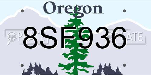 8SF936 Oregon License Plate