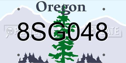 8SG048 Oregon License Plate