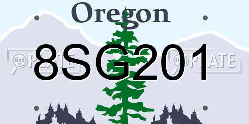 8SG201 Oregon License Plate