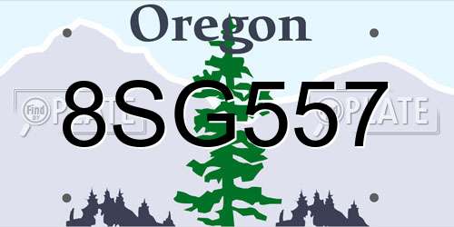 8SG557 Oregon License Plate