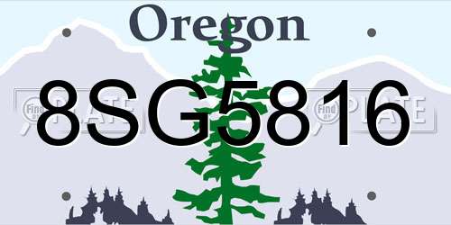 8SG5816 Oregon License Plate
