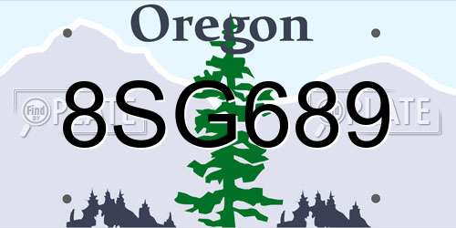 8SG689 Oregon License Plate