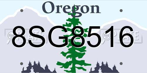 8SG8516 Oregon License Plate
