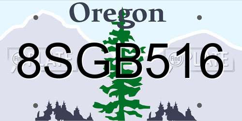 8SGB516 Oregon License Plate