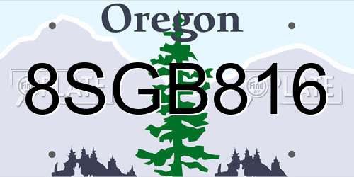 8SGB816 Oregon License Plate