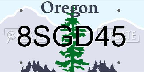 8SGD45 Oregon License Plate