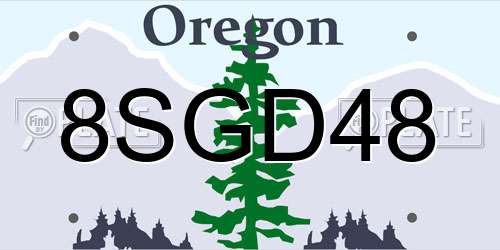 8SGD48 Oregon License Plate