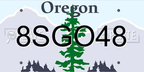 8SGO48 Oregon License Plate