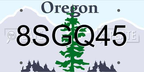 8SGQ45 Oregon License Plate
