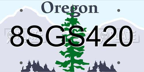 8SGS420 Oregon License Plate