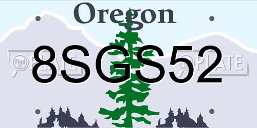 8SGS52 Oregon License Plate